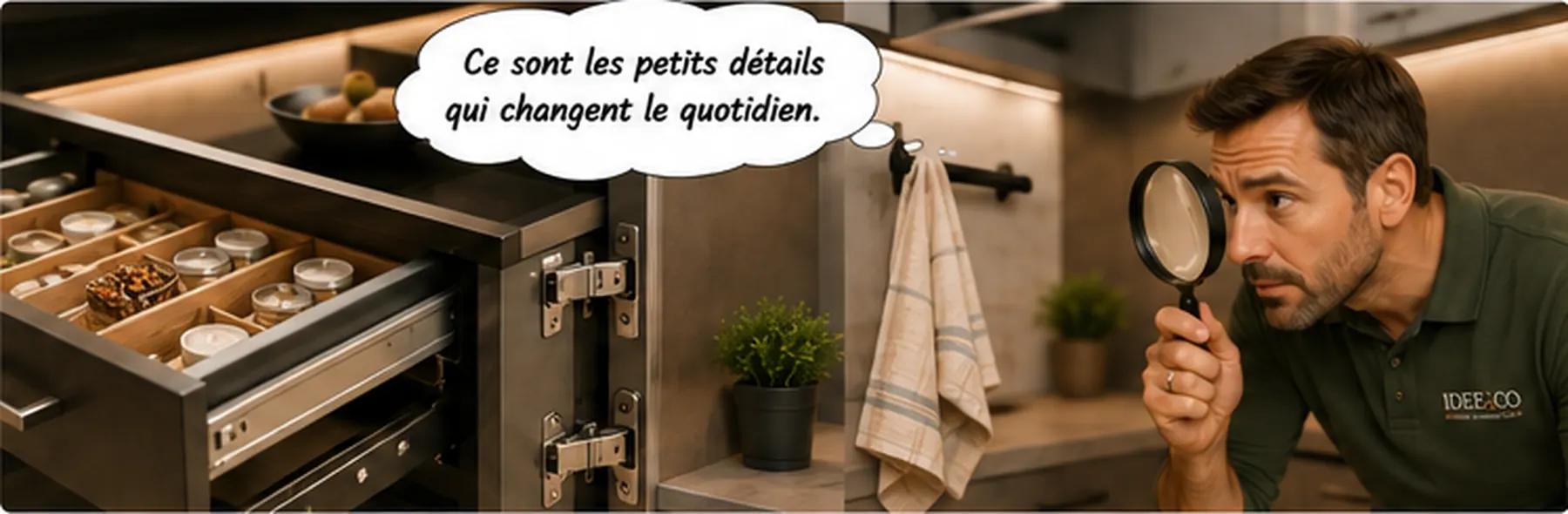 Détails de conception et de finition d'une cuisine bien pensée à Verdun