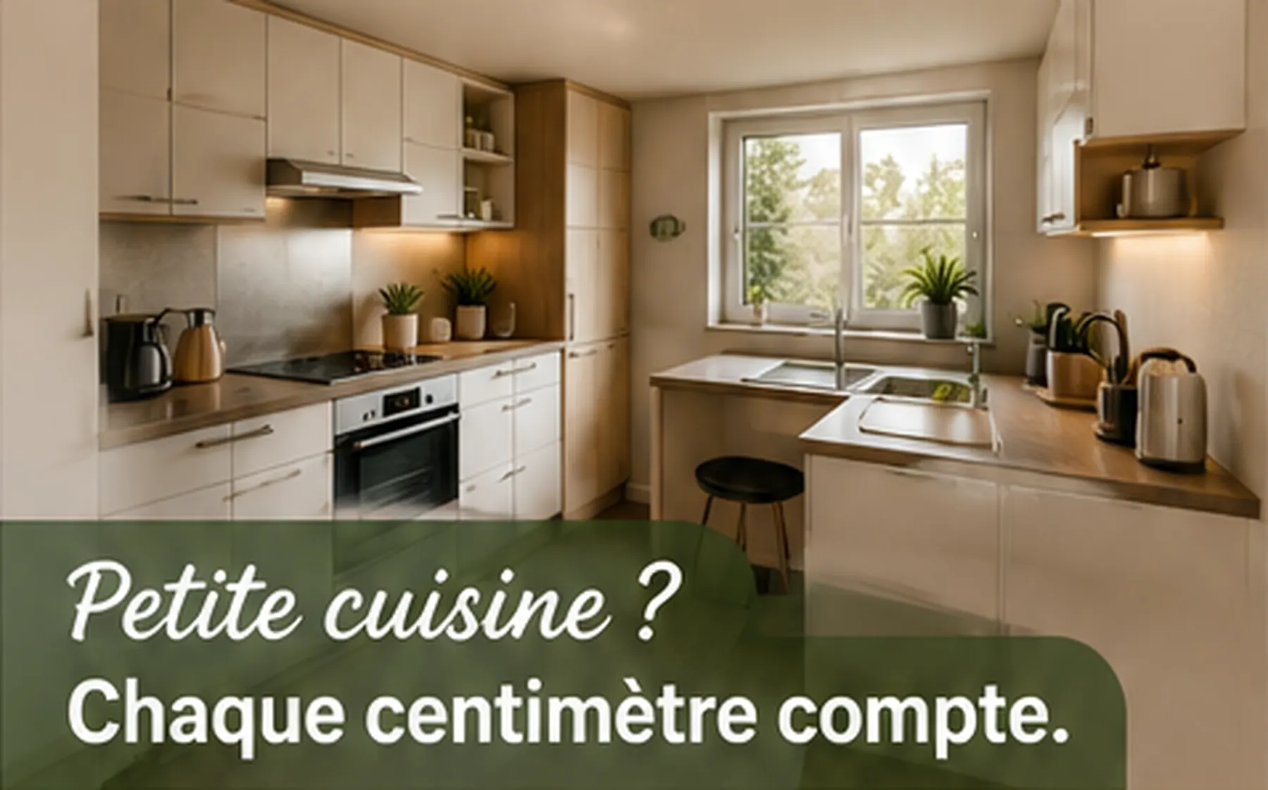 Petite cuisine lumineuse optimisée avec rangements et plan de travail IDEE&CO Verdun