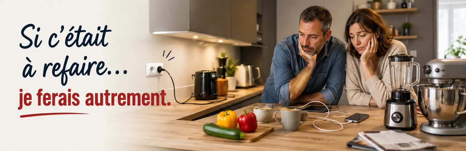 Couple regrettant certains choix après l'installation de sa cuisine