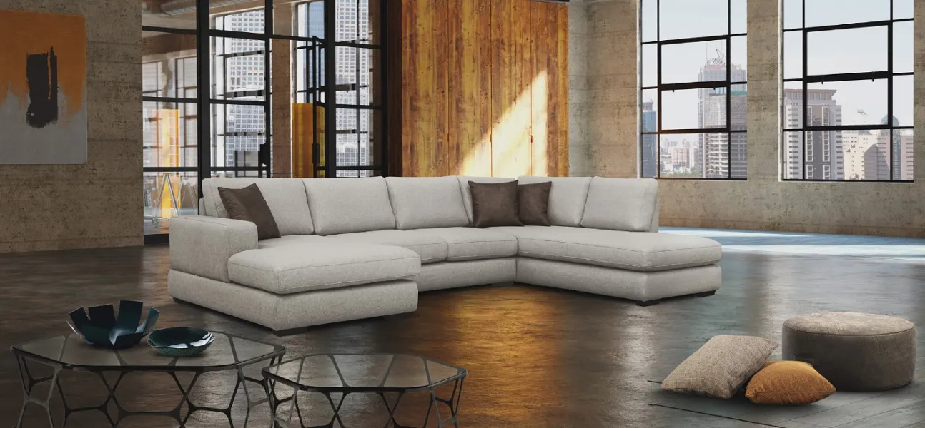 Canapé d'angle XXL gris avec chaise longue et méridienne (disponibles dans d'autres configurations, tissus et coloris)